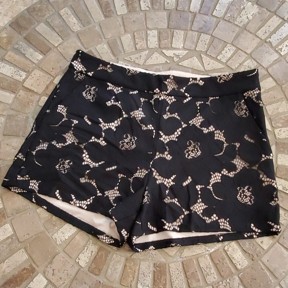 Express Pants - Express black lace shorts with tan lining